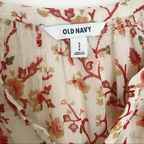 🍁 Old Navy | Floral Boho Sheer 3/4 Length Top - Picture 3 of 7